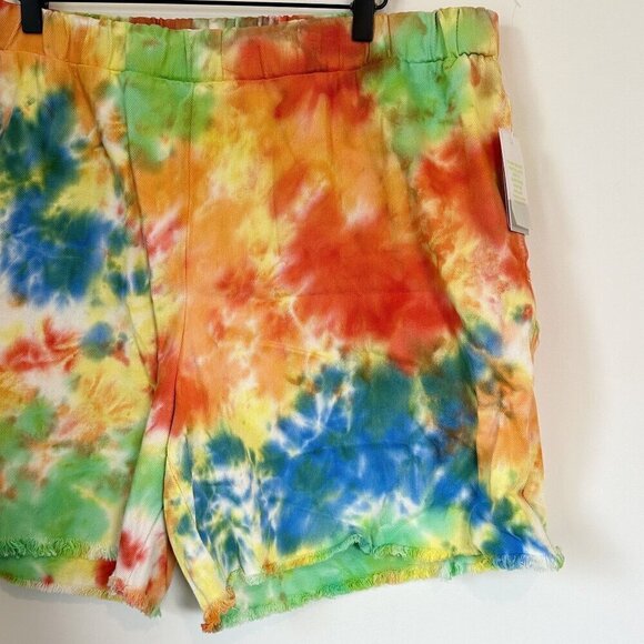 NWT BP by Nordstrom Elastic Waist Multicolor Tie Dye Cutoff Shorts - Size: 2X - Picture 2 of 6
